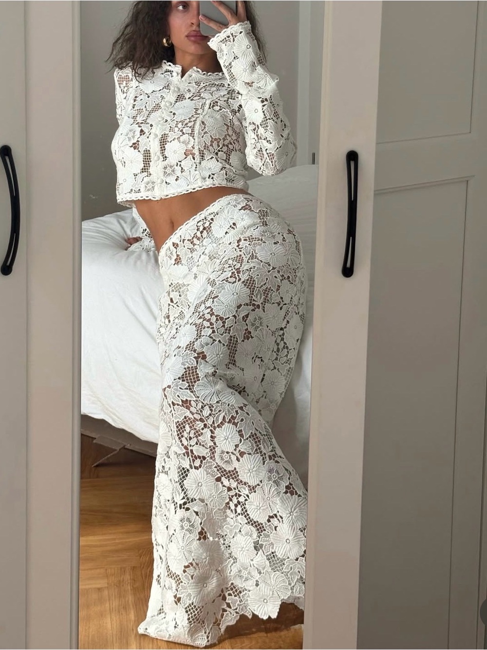NWT Livia Nunes x H&M Lace Maxi Skirt sz 12